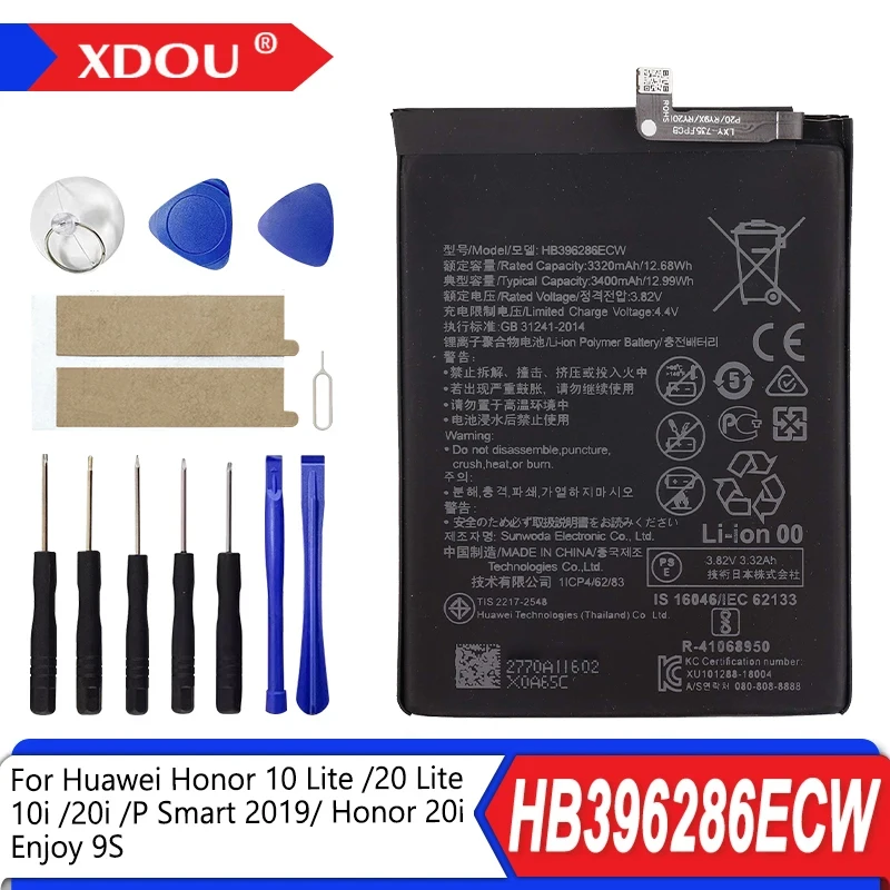 100% NEW HB396286ECW 3400mAh Battery For  Huawei Honor 10 Lite /20 Lite /10i /20i /P Smart 2019/ Honor 20i /Enjoy 9S+Tools .