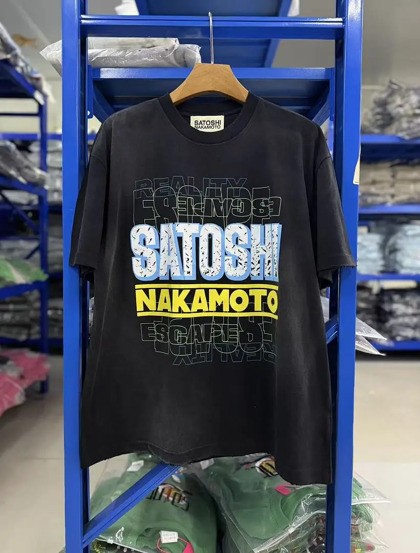 2026ss Satoshi Nakamoto ESCAPE REALITY Printed Washed Vintage Distressed Short-Sleeve T-Shirt