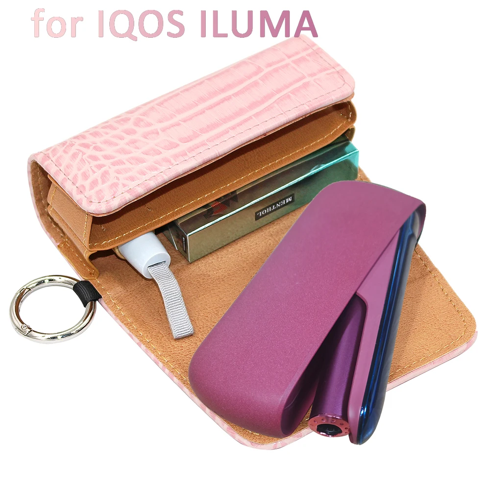 6 warna Flip Double tas buaya untuk IQOS ILUMA dompet kulit Case kantong tas pemegang untuk Iqos Illuma Case aksesoris
