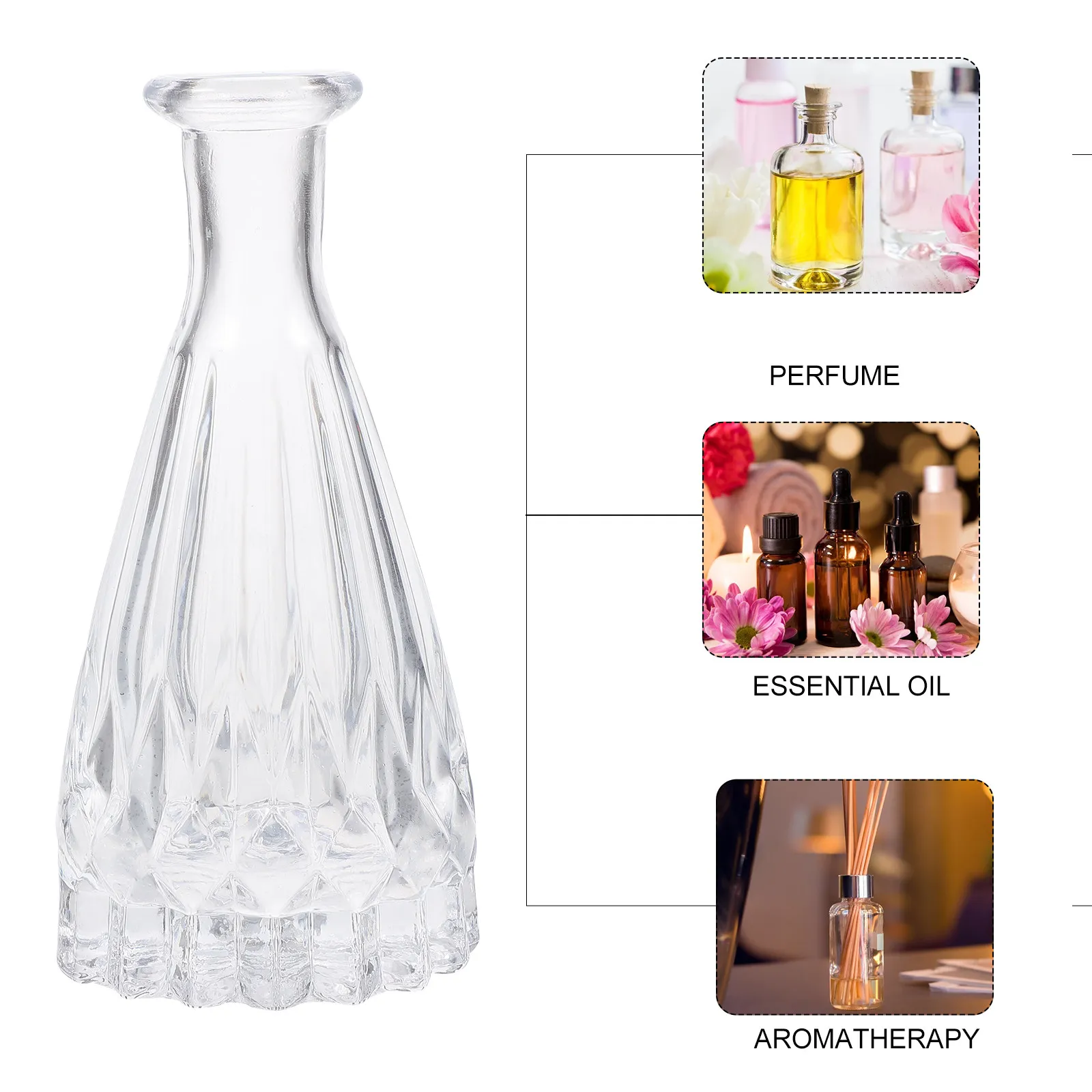 1Set Glass Aromatherapy Bottle Wide Mouth Design for Essential Oil Perfume Diffuser Home Decoration Flower Arrangement Container