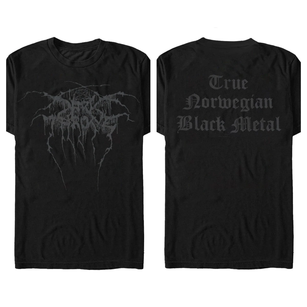 Darkthrone Mystical Theme Double-Print T-Shirt: Black Base with Black Metal Logo, Occult Art & Lyric Design Fan Merch