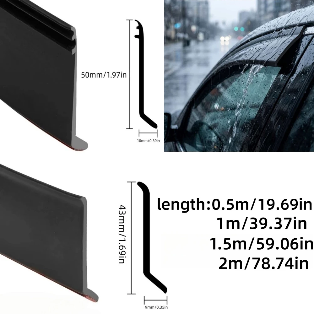 1PC Universal Automotive Window Rain Visor Sedan Rain Strip, Camper Trailer Side Window Rain Guard Edge