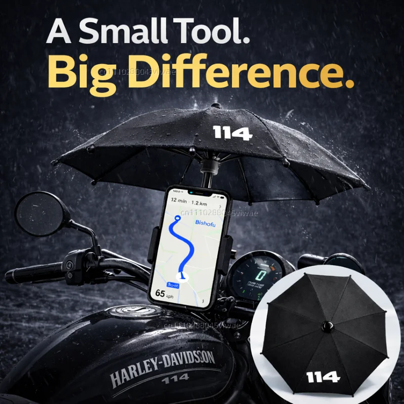 

For Harley 114 Motorcycle Phone Umbrella Holder Waterproof Sunshade Anti Glare Rainproof Handlebar GPS Mount