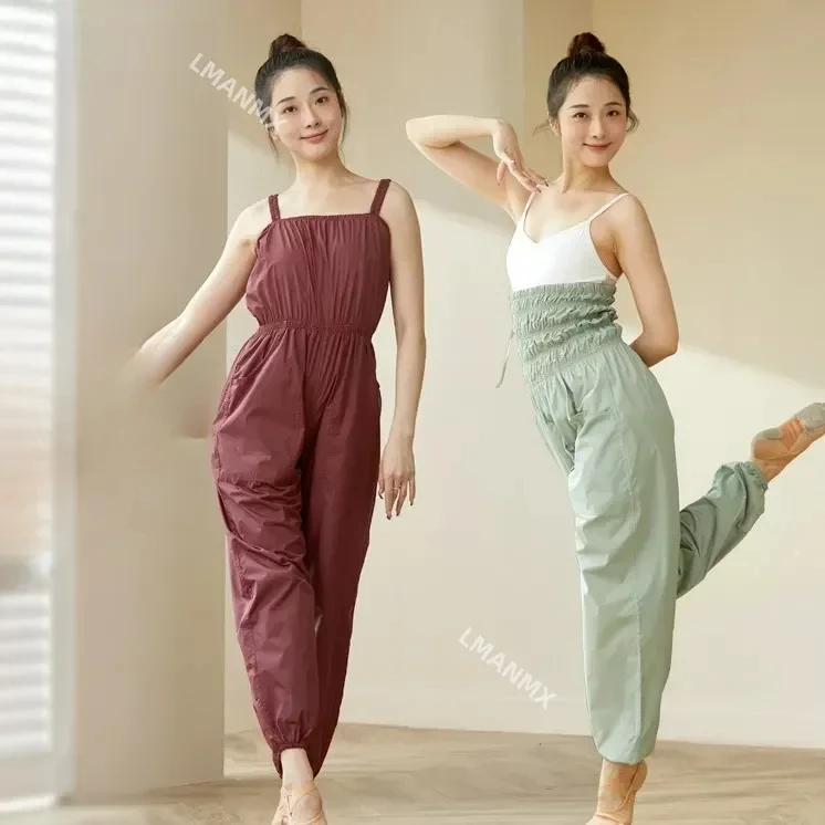 Women Ballet Dance Overall Pants Baggy Sport Sweat Pants Adult Cycling Jogging Trousers Hip Hop Tracksuit High Waisted Pants