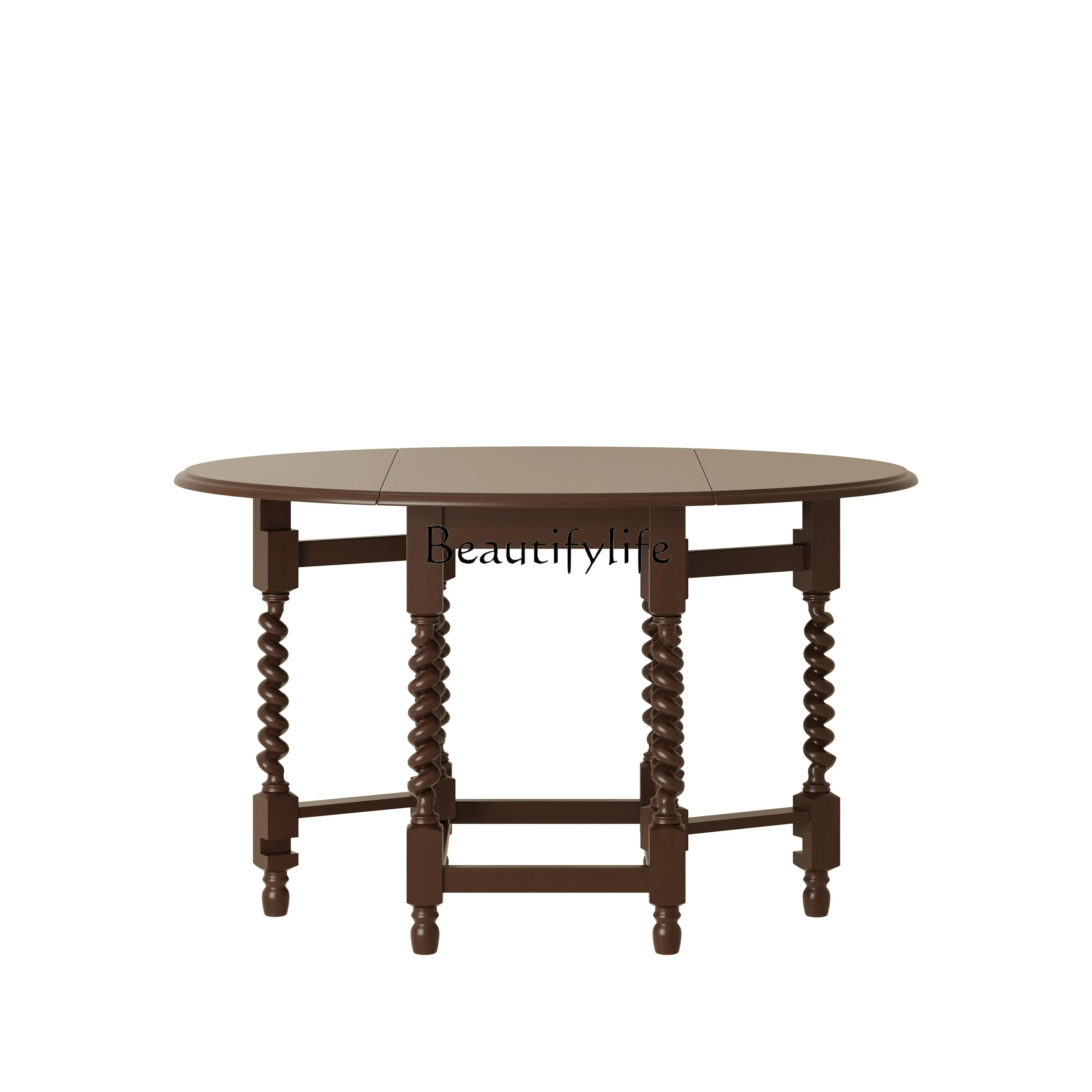 

Solid Wood Simplicity Retro Folding Dining Table Oval Shape Living Room Dining Table Movable