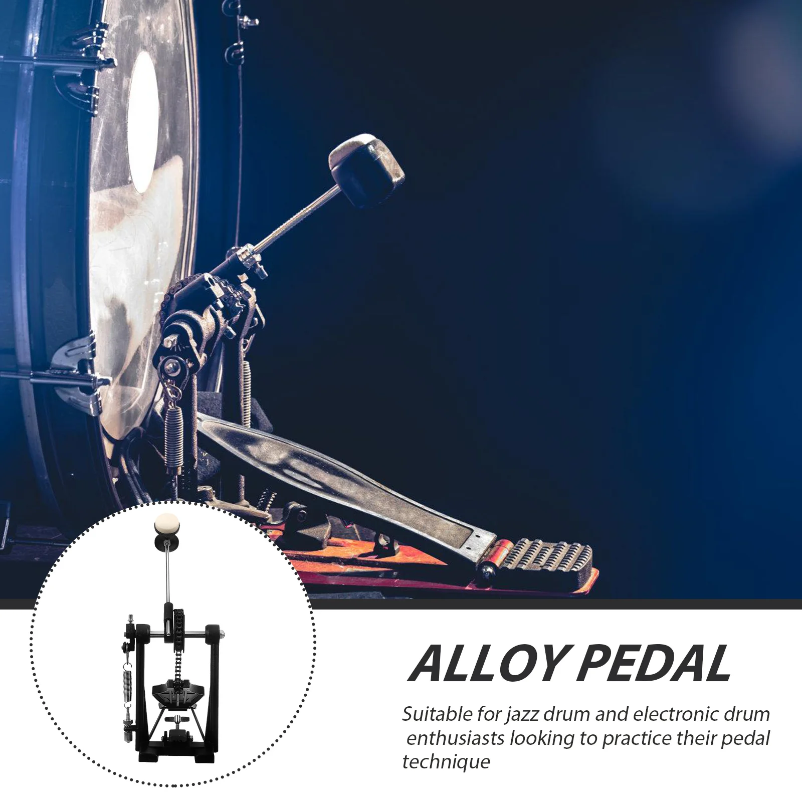 

Aluminum Alloy Bass Drum Pedal Single Kick Pedal For Drum Set Accessory Adjustable Tension Smooth Playing Extended Base Plate