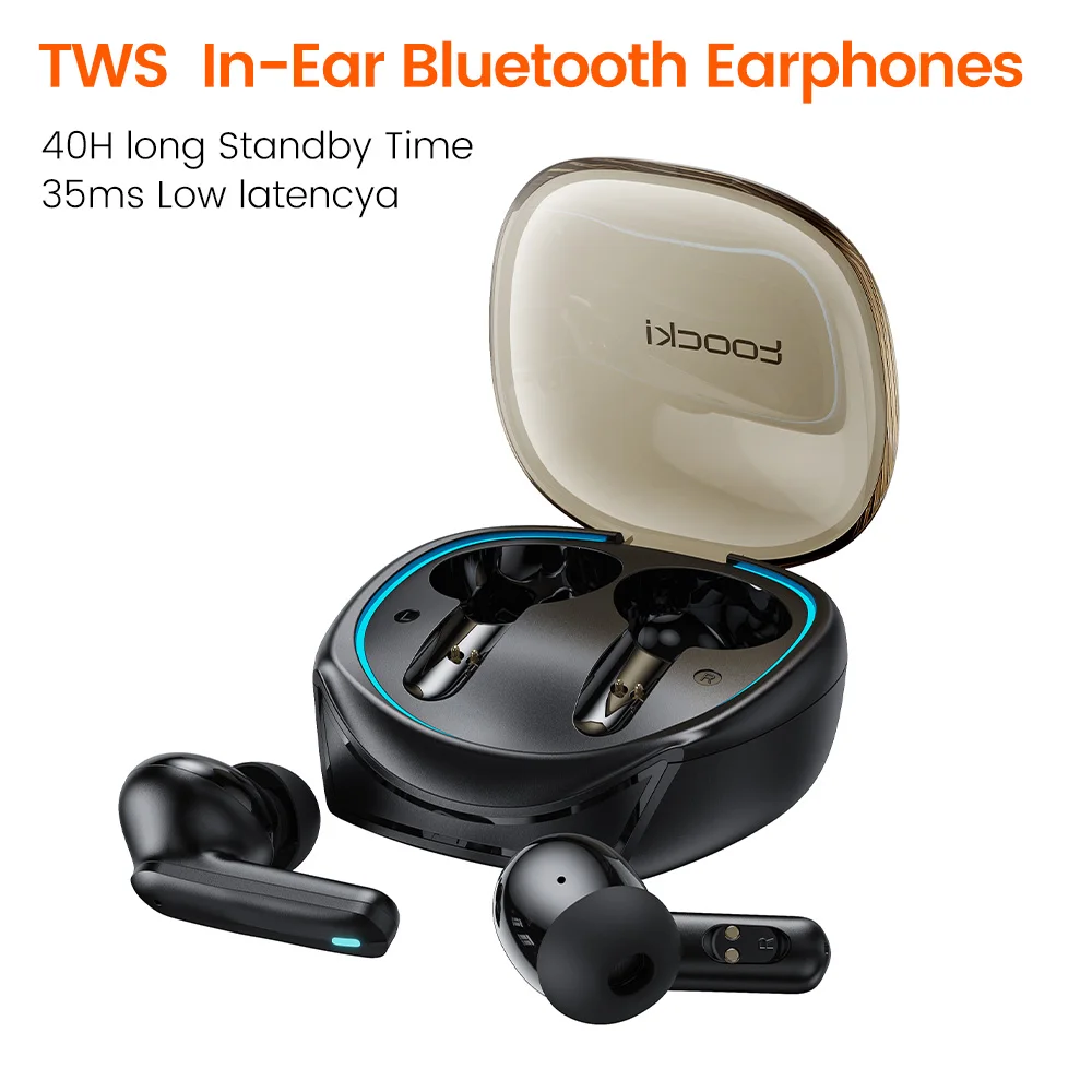 Tooki HE 068 Беспроводные наушники Большая емкость Игровая гарнитура Bluetooth 5,3 Спортивные наушники Hi-Fi стереозвук Сенсорное управление