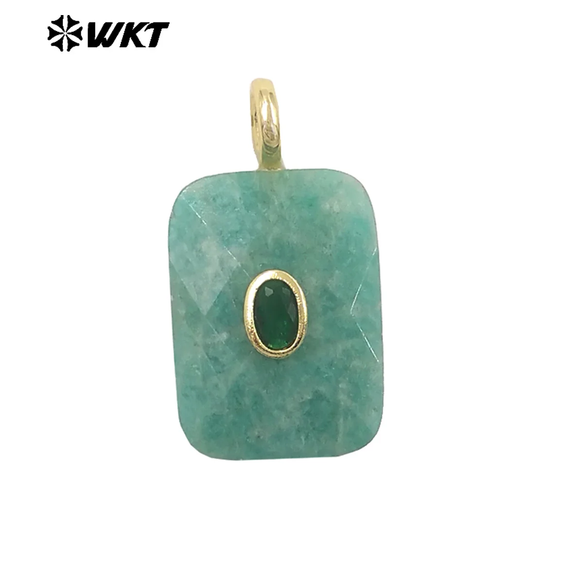 

WT-P2107 High Quality Colorful Zircon And Natural Gemstone Faceted Rectangle Pendants As Women Simple Jewelry Accessories