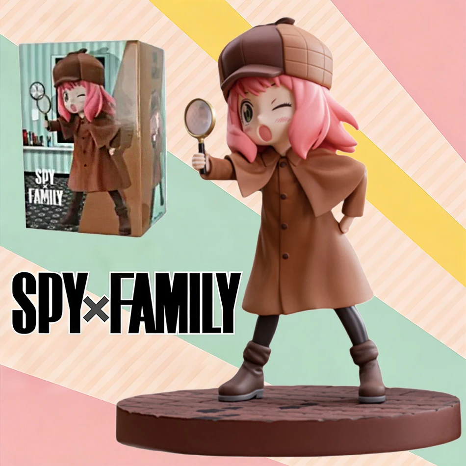 Spy X Family Detective Style Anya PVC-Figur, niedliche Kawaii-Sammelpuppe, Desktop-Ornamente, Geschenk für Kinder, Anime-Enthusiasten, Fans