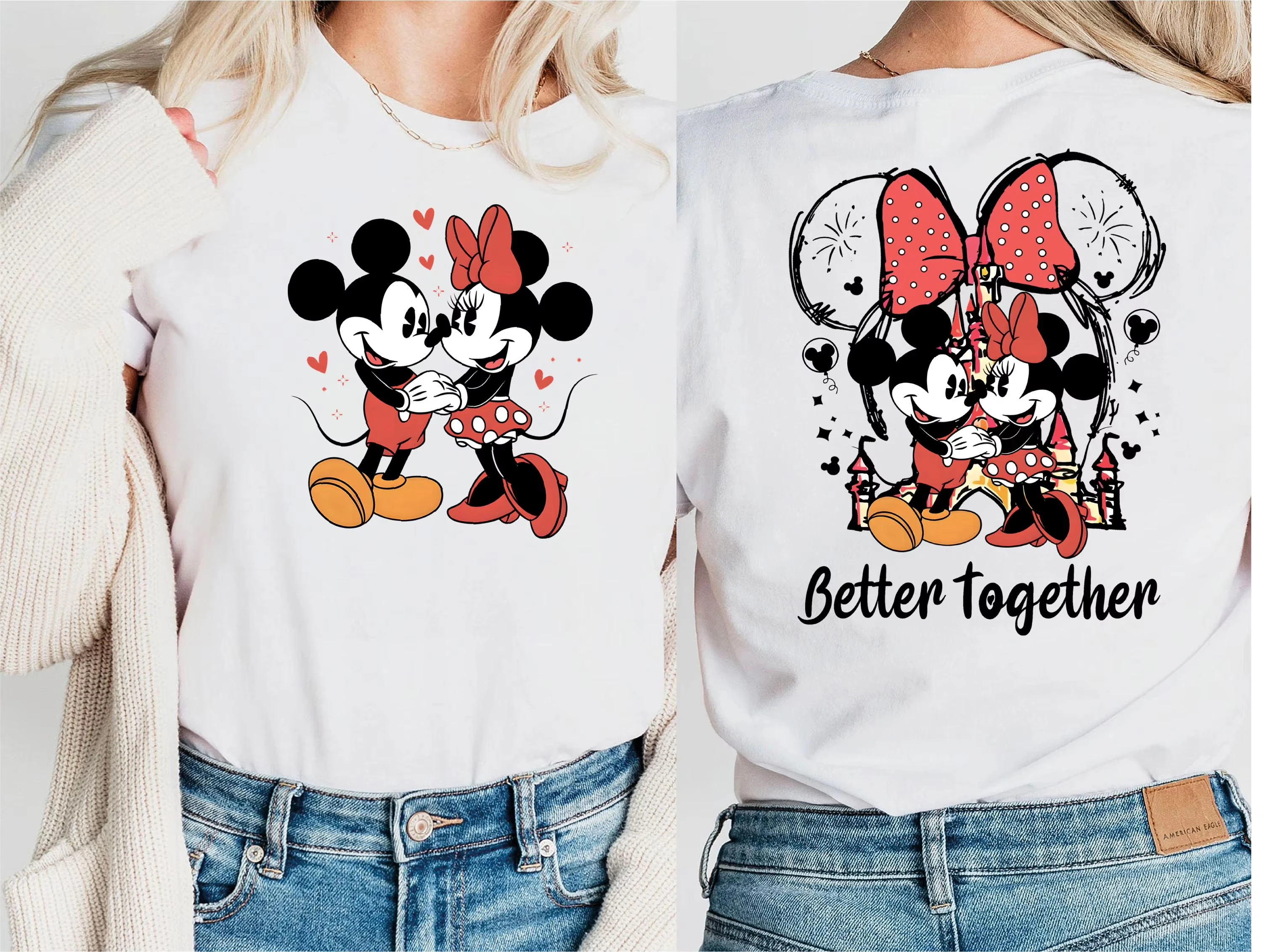 

Спортивная одежда Disney Castle Minnie, женская футболка с короткими рукавами и круглым вырезом Magic Kingdom с рисунком Микки и Минни, весенне-летняя женская футболка