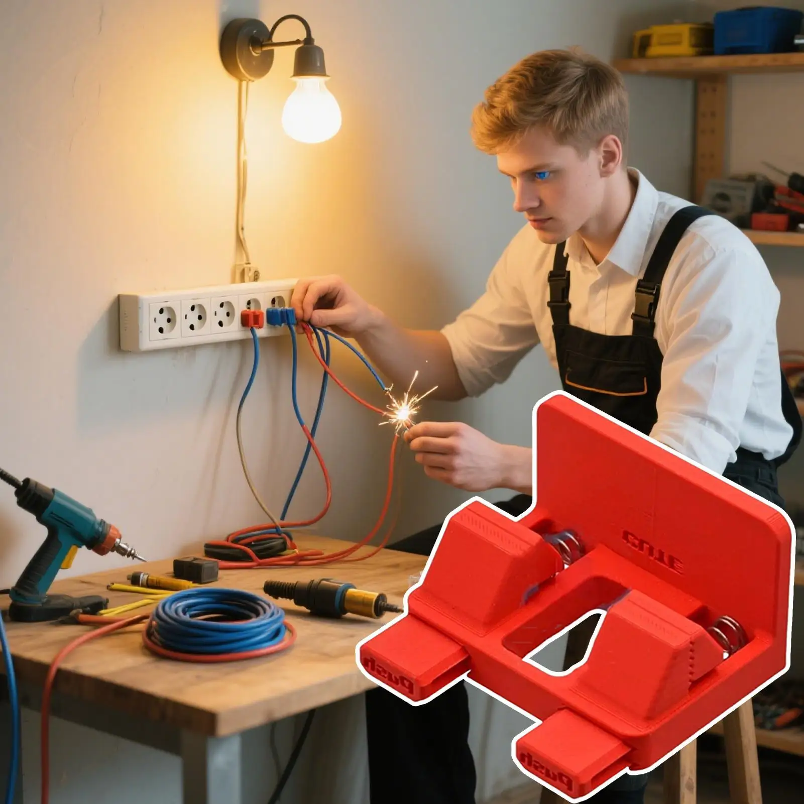 Supporto per filo per saldatura Strumento per morsetto per saldatura per filo elettrico Morsetto per saldatura portatile per l'assemblaggio del cablaggio MIG di saldatura