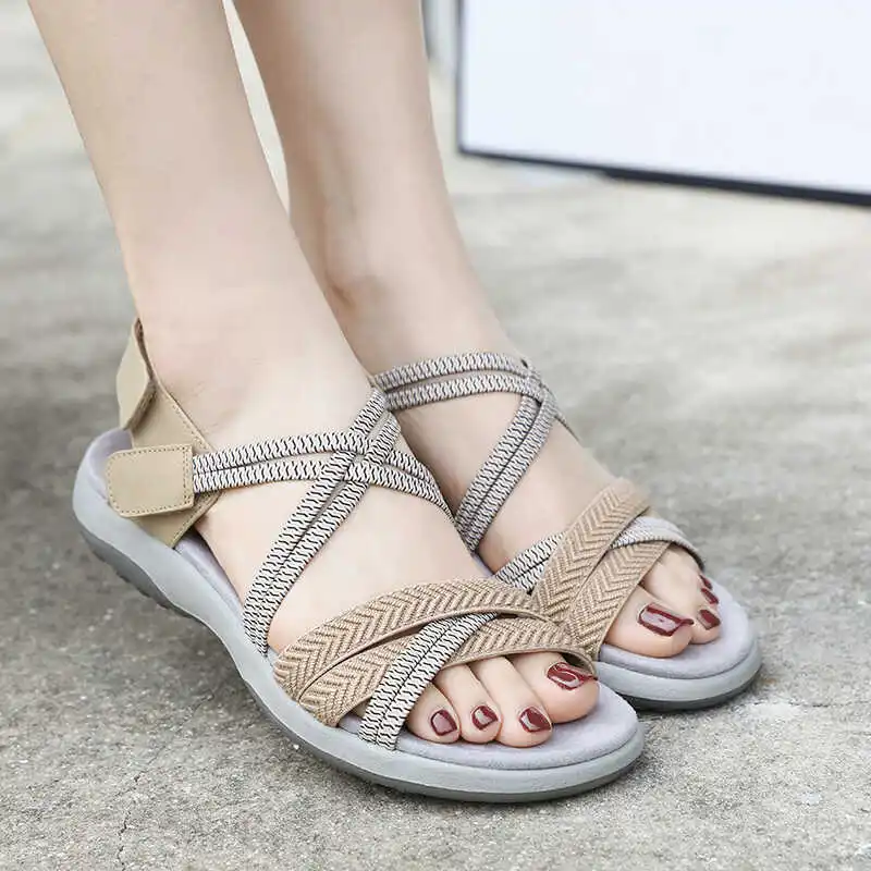 

Sports Sandals Women's New 2025 Magic Tape Soft Bot Anti-Slip Outdoor Work Pregnant Women Beachwear Large Size Women's oes