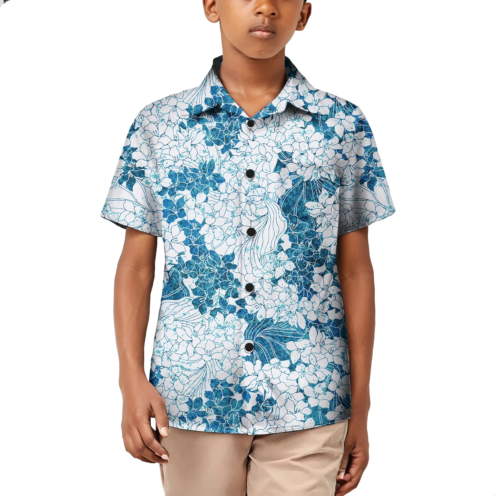 Print on Demand Kids Shirts School Clothing Polynesia Kid Hawaiian Shirt Samoan Tribal Design Boys Short Sleeve Tops Cheap