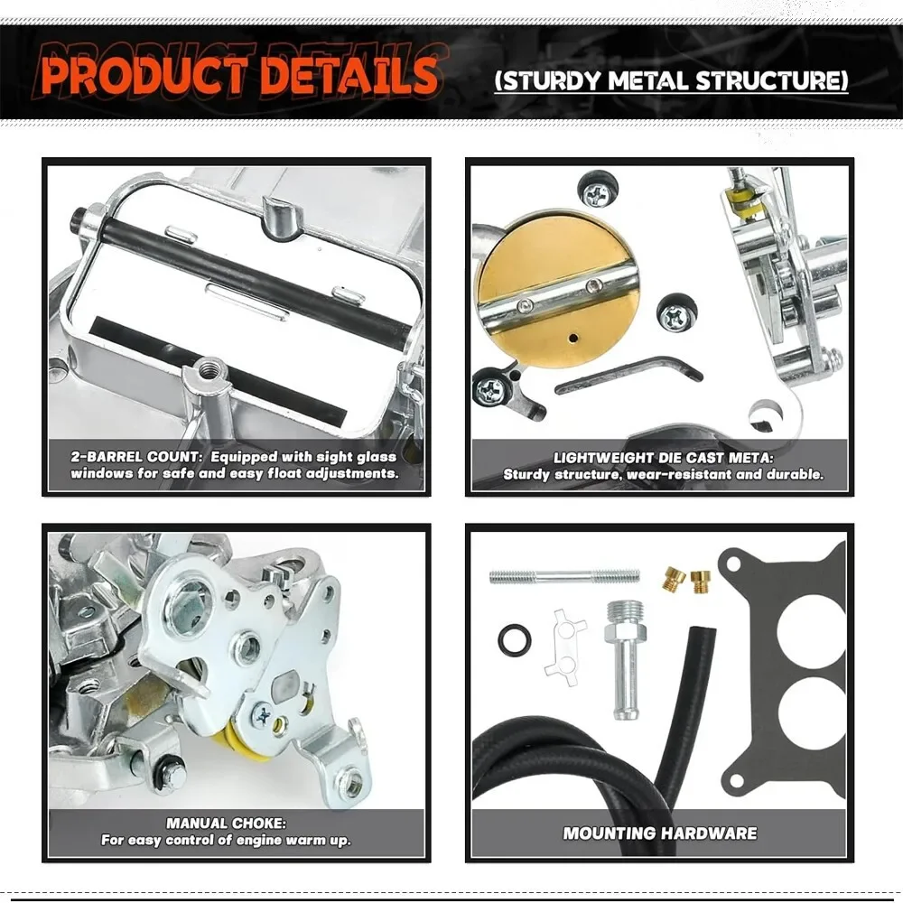Replace for Holley 0-4412S 2 Barrel Carburetor 500 CFM with Manual Choke Gasoline for 1964 Pick Up with 292 V8 for 1963 F100