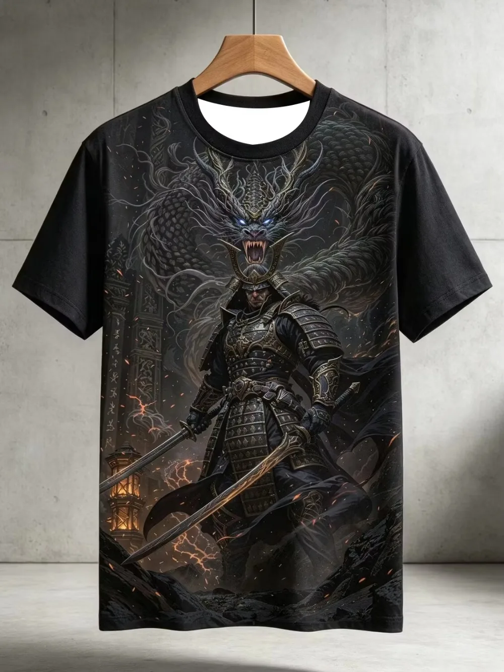 Double Dragon Sword Armor Warrior 3D Print Men Sport T-shirt Outdoor Street Casual Fashion Quickdrying Breath Parent-child Cloth