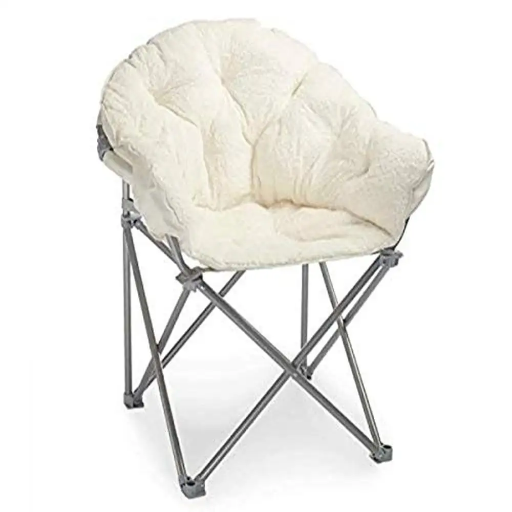 

Sherpa Club Chair Comfortable Seat Steel Frame Ivory 31.8D x 28.7W x 35.4H High Back Support No Assembly Required Lightweight