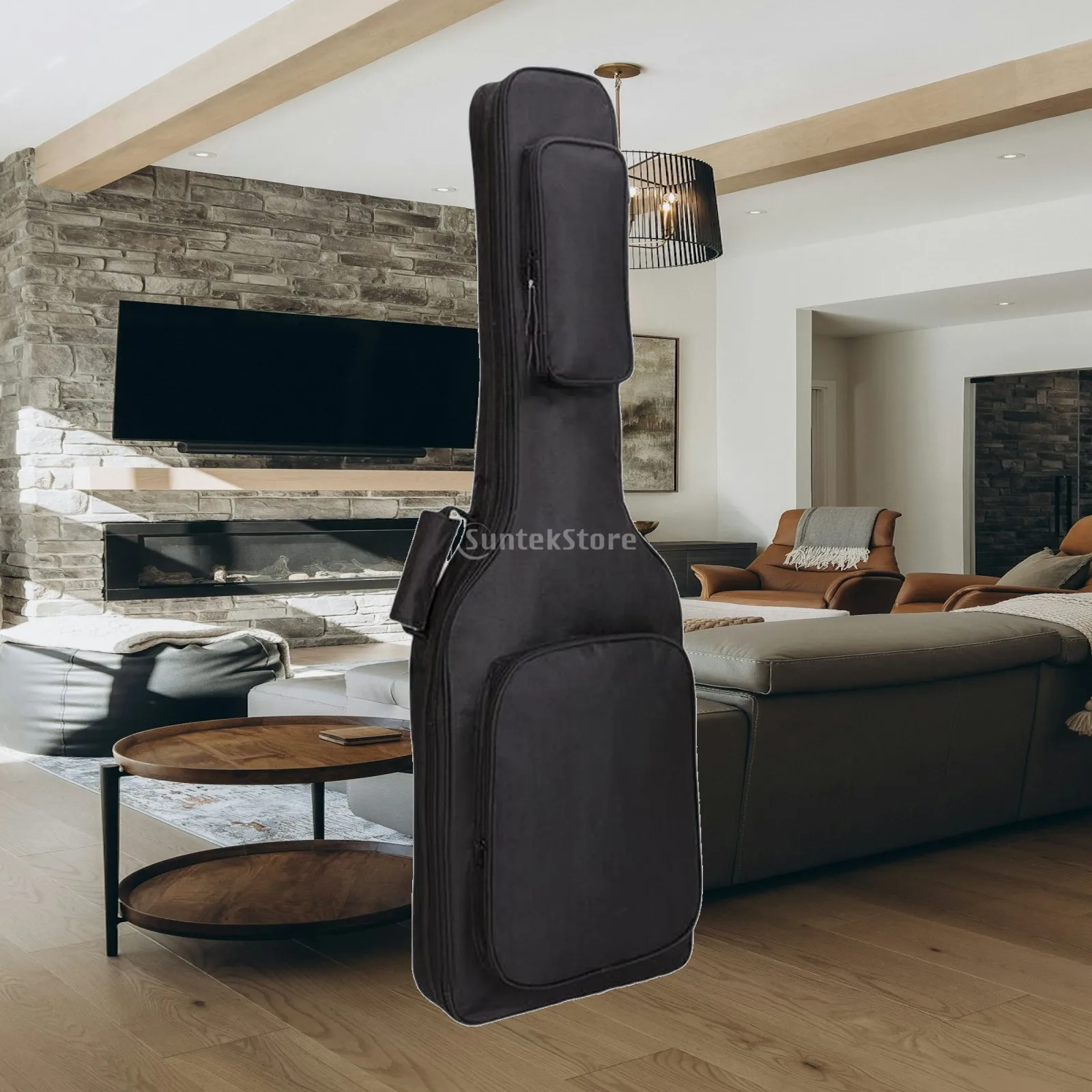 Guitar Bag Padded Container for Electric Bass 41 Inch Oxford Cloth Waterproof Carry Case with Shoulder Strap and Storage Pocket