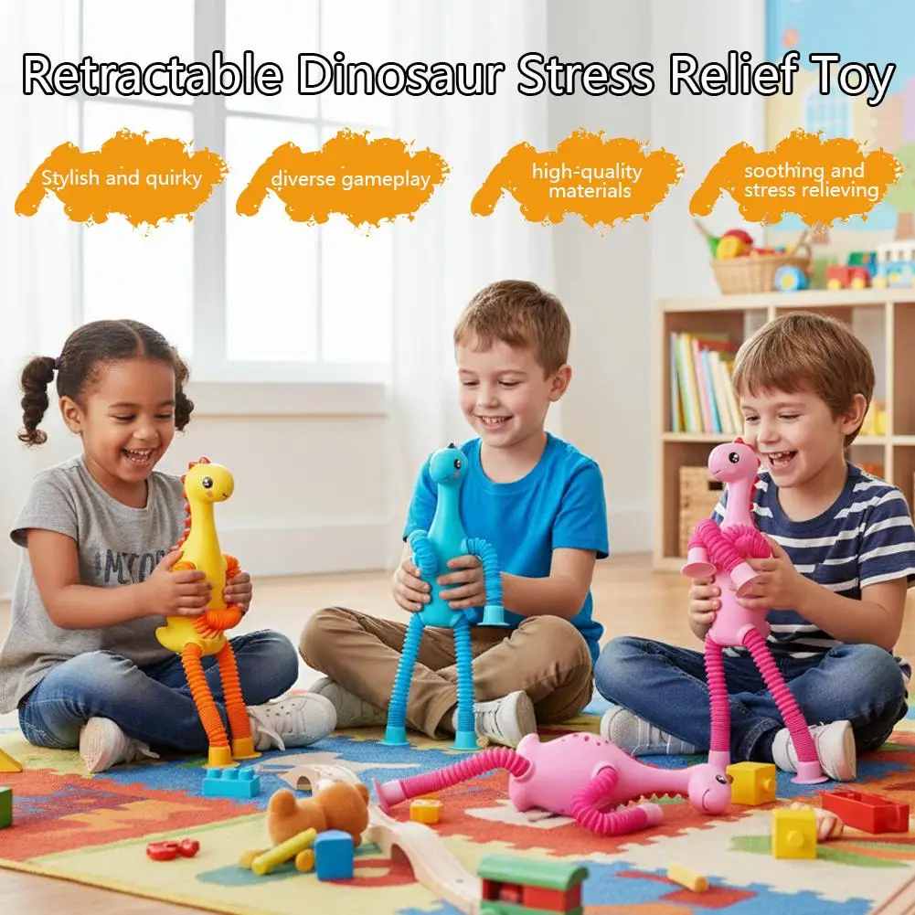 DIY Tube Dinosaur Sensory Toys Suction Cup Bellows Toy Decompression Pipe Autism ADHD Fidget Toys for Kids Toy