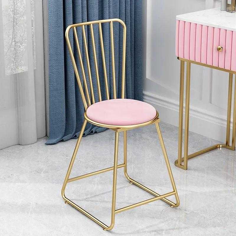 Room Nordic wrought iron back makeup desk chair Modern simple girly heart chair Internet celebrity bedroom makeup chair