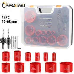 Hole Saw Bi-Metal Hole Saw Kit 19 PCS Heavy Duty Hole Cutter with Carrying Case Ideal for Metal Cornhole Boards Wood Plastic