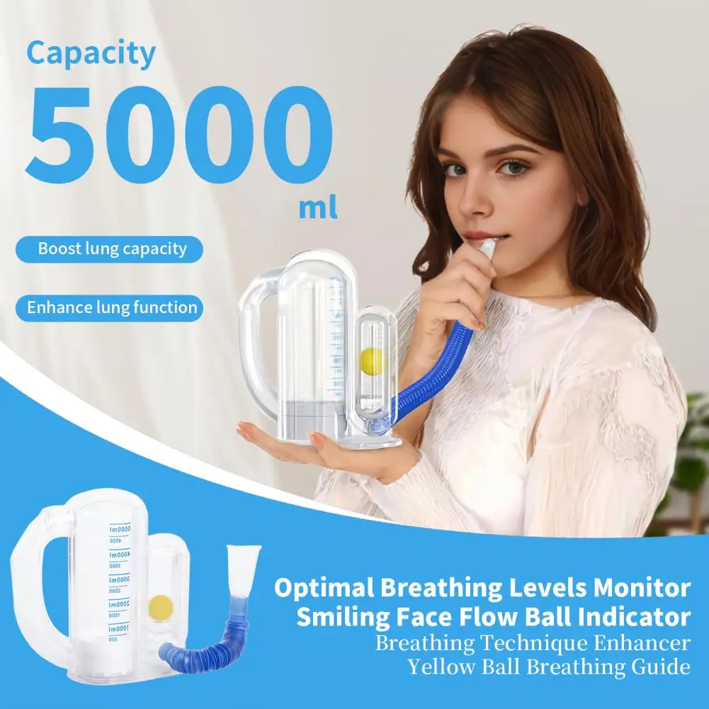 Incentive Spirometer 5000ML Flow Indicator Spirometer Deep Breathing Trainer Students Children Elderly Lung Exerciser Device