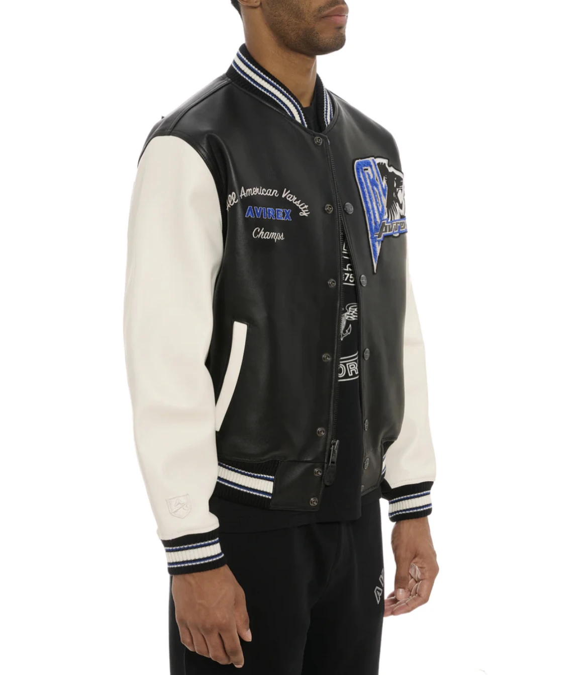 AVIREX New Men's 100% French Lambskin Jacket Authentic US Size Original Iconic Standing Collar Ribbed Hem Genuine Leather Jacket - Image 4