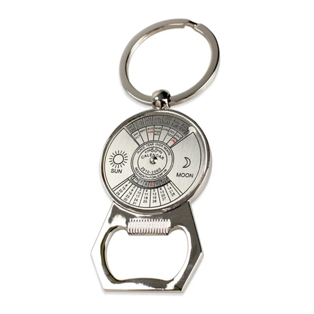 Zinc Alloy 50 Year Calendar Creative Christmas Gift Metal Key Ring Novelty Key Rings Key Chain Bottle Opener