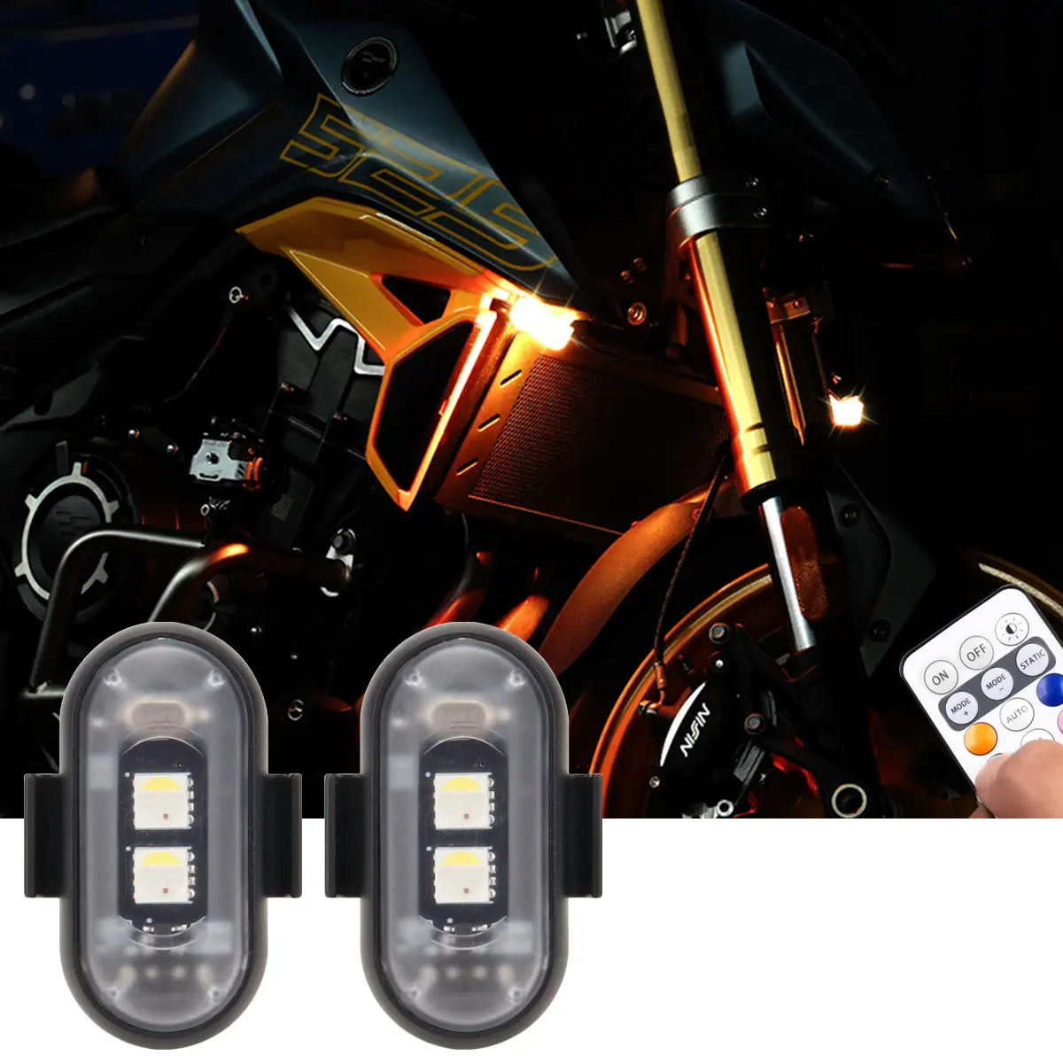 Motorcycle 6/8/10 in 1 Wireless Colorful LED Strobe Light with Remote Aircraft Anti-collision Warning Light For Car Drone Bike
