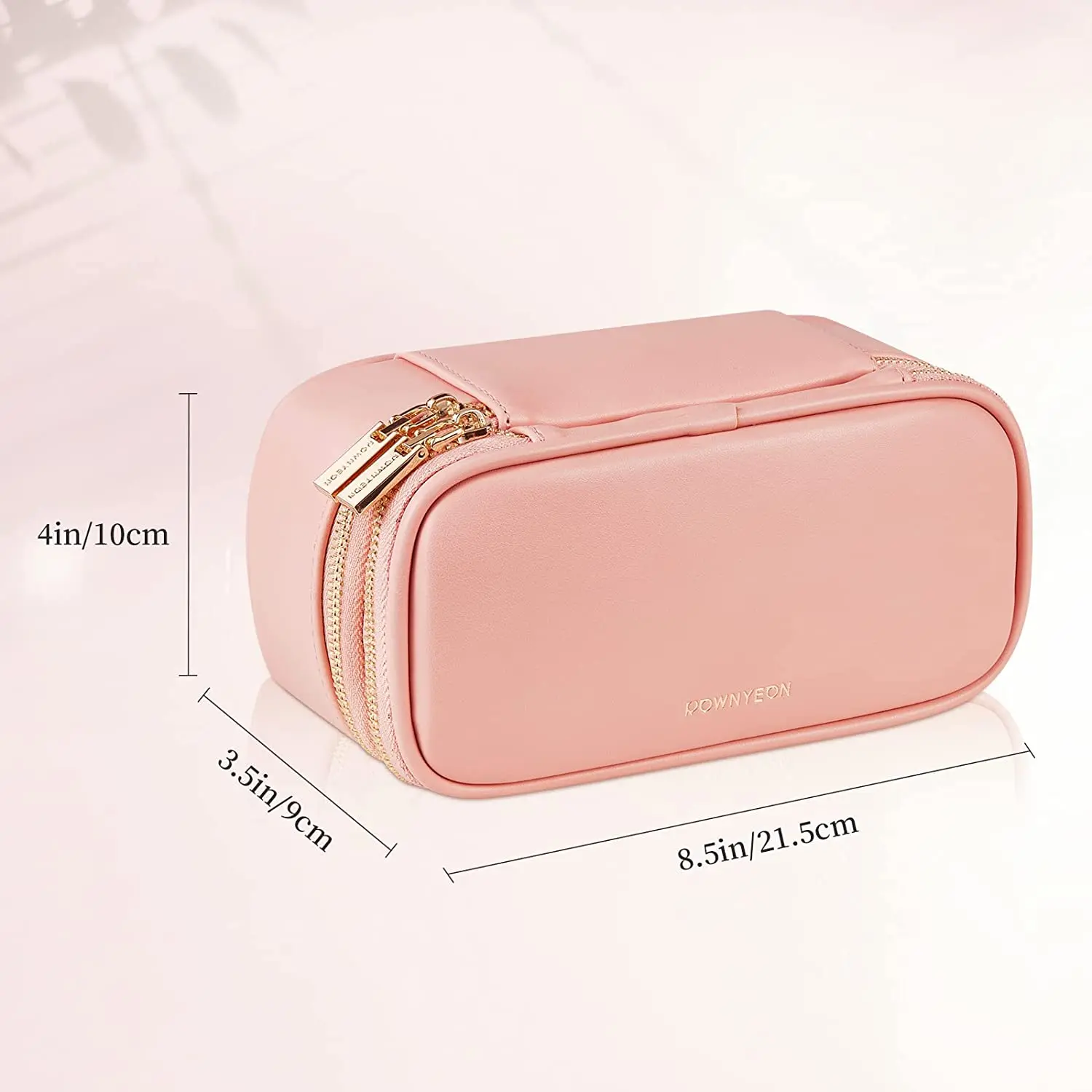 ROWNYEON High Quality Zipper Portable Pink Trave Makeup Bag Double Cosmetic Orangizer Case