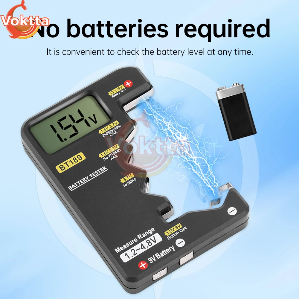 LCD Display Battery Tester Mini Power Bank Detector Tool Universal Battery Checker for AA AAA 9V 1.5V/3V Button Cell Batteries