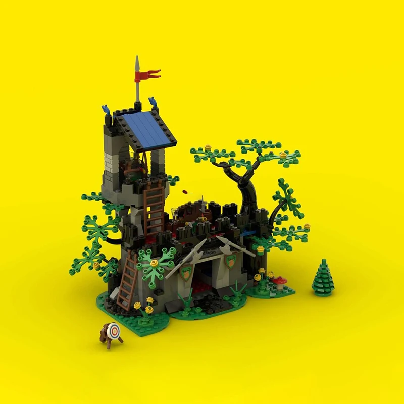 

MOC medieval castle building architecture forest outpost model assembly building blocks toy children's birthday gift