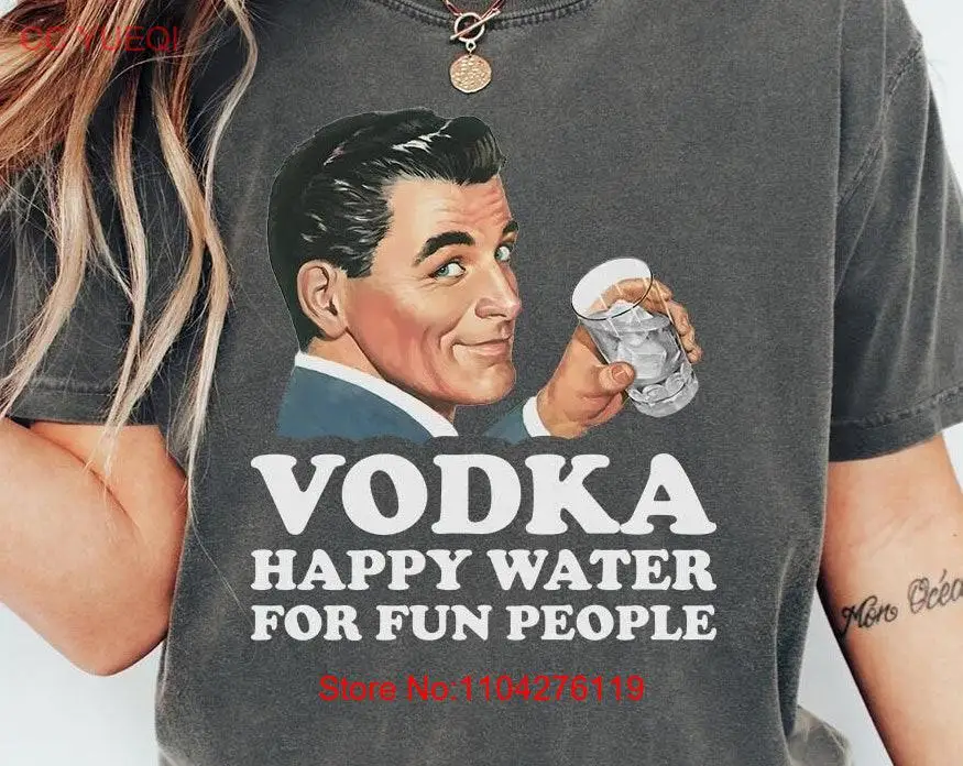 재미있는 사람용 보드카 해피 워터 레트로 알코올 밈 티셔츠, Y2K 다크 유머 Z 세대 알코올 긴팔 또는 반팔