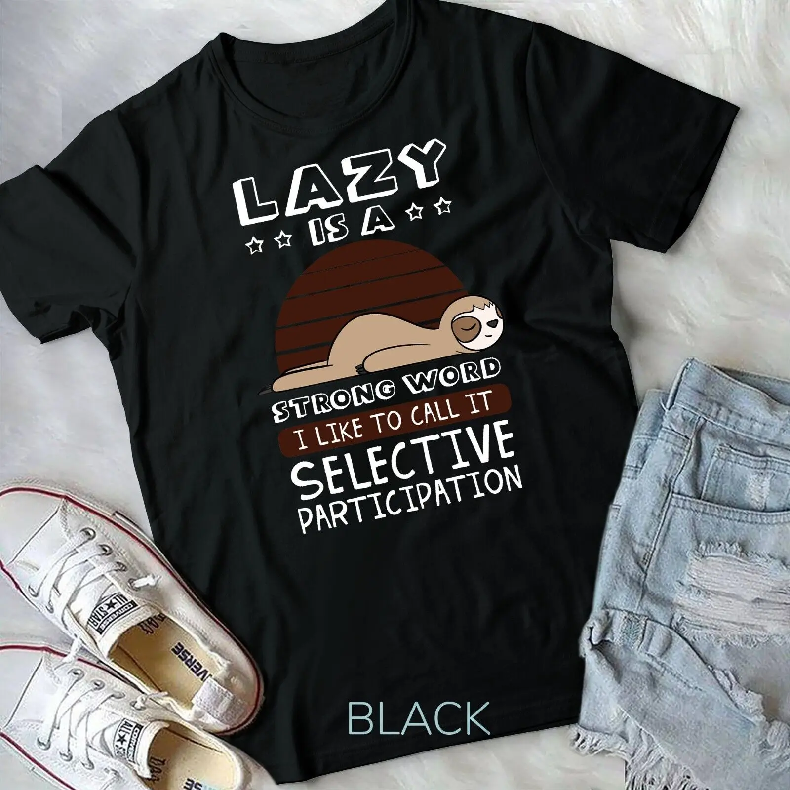 Lazy Is A Very Strong Word Sloth Lovers Sleeping Gift Idea Unisex T-shirt