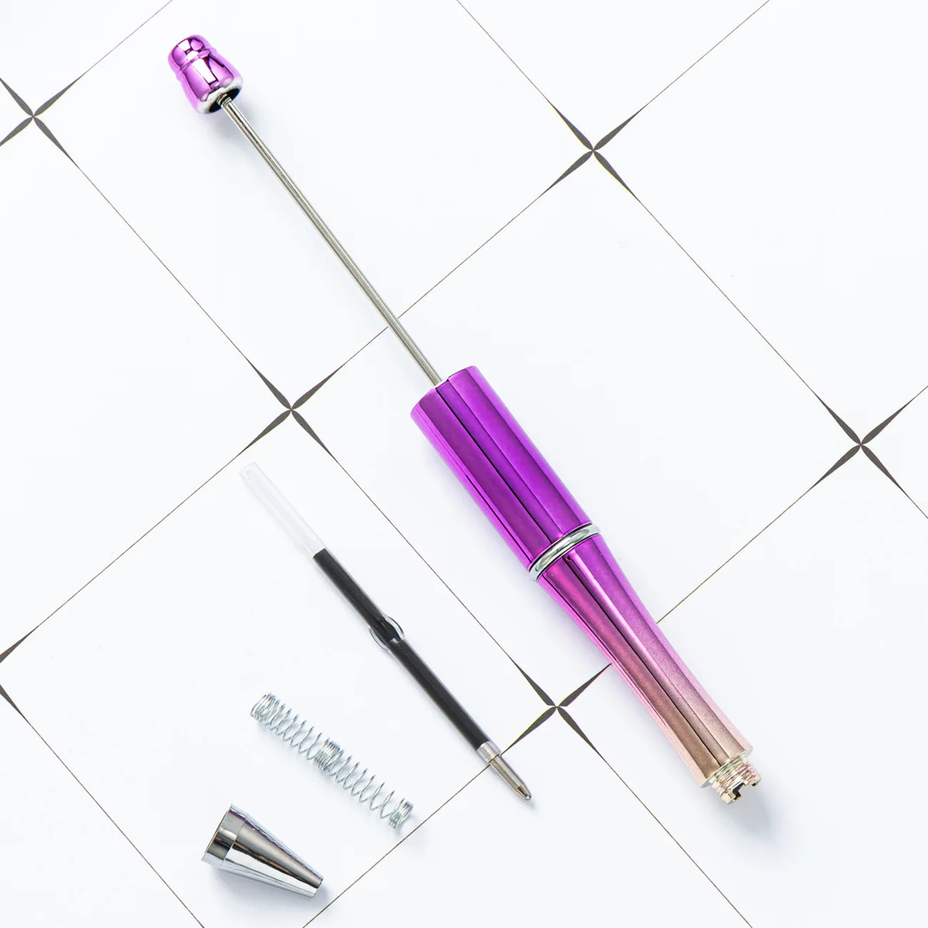 6pcs Beaded Pen Bead Printable DIY Ballpoint Pens Beadable Pens Creative for DIY Making Writing Journaling Exam Draw Supsupplies