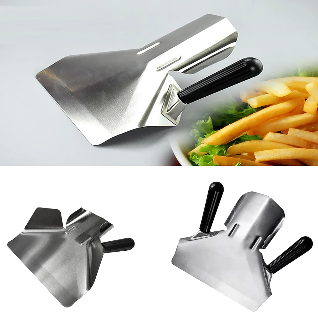 Paslanmaz çelik çip Scoop gıda patates kızartması patlamış mısır kürek Fry Scoop Bagger tek/çift kolu mutfak malzemeleri için