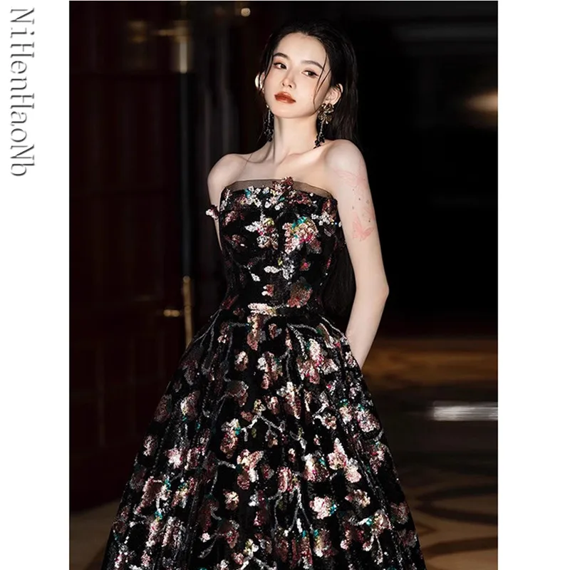 Robe de Soirée Florale Personnalisée pour Femme, Tenue de Bal de Luxe, 2025