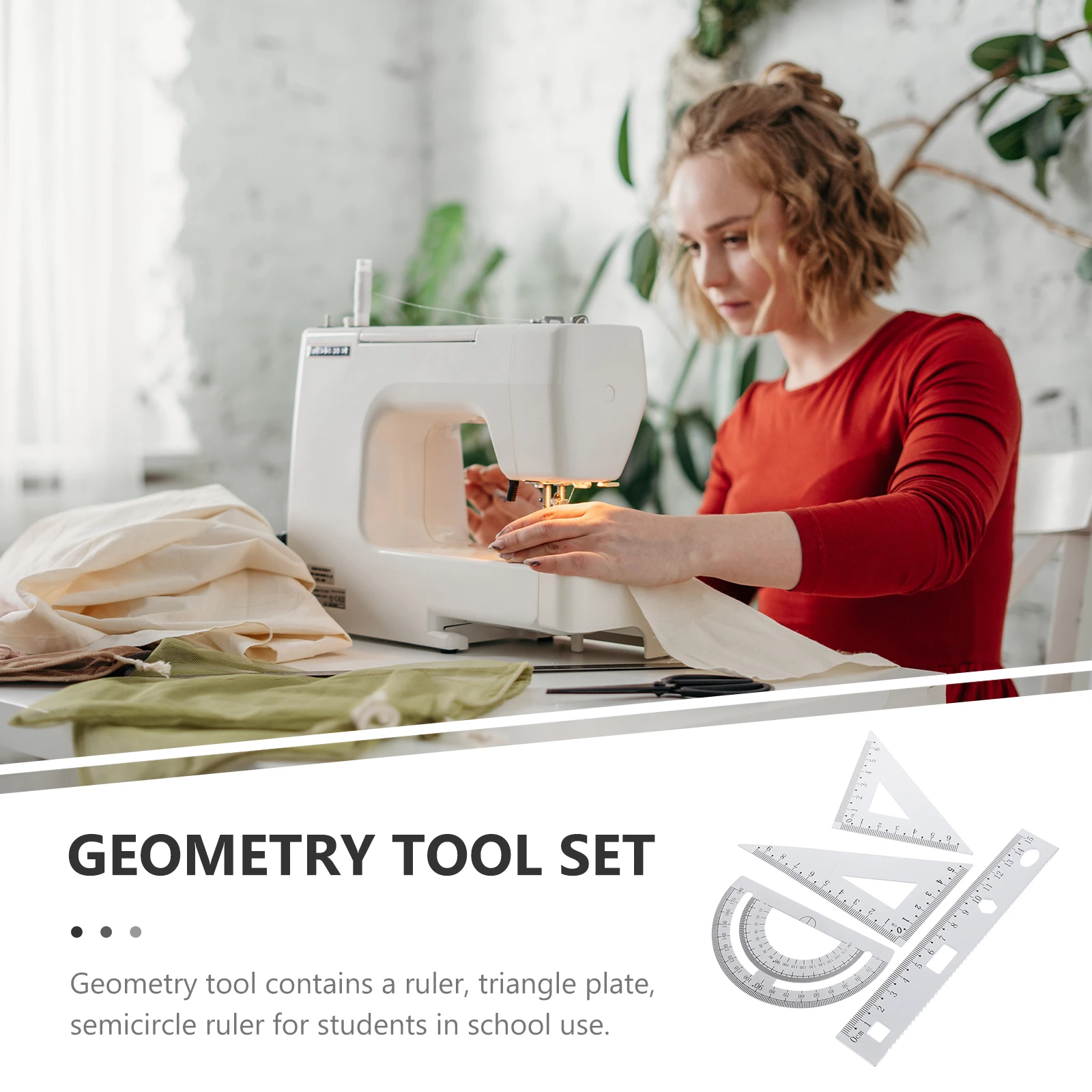 

Small Size Ruler Set 4Pcs Metal Geometry Tools Triangle Plate Protractor For School Students Teachers Designers Engineers