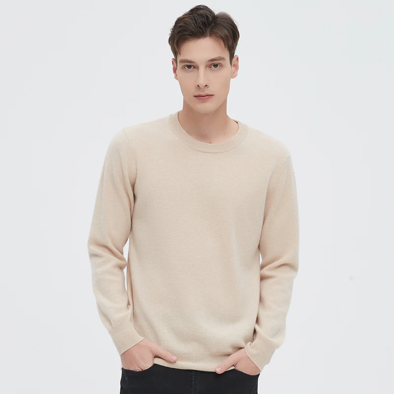 Autumn and Winter Men Casual Solid Round Neck Long Sleeve Loose wool Sweater