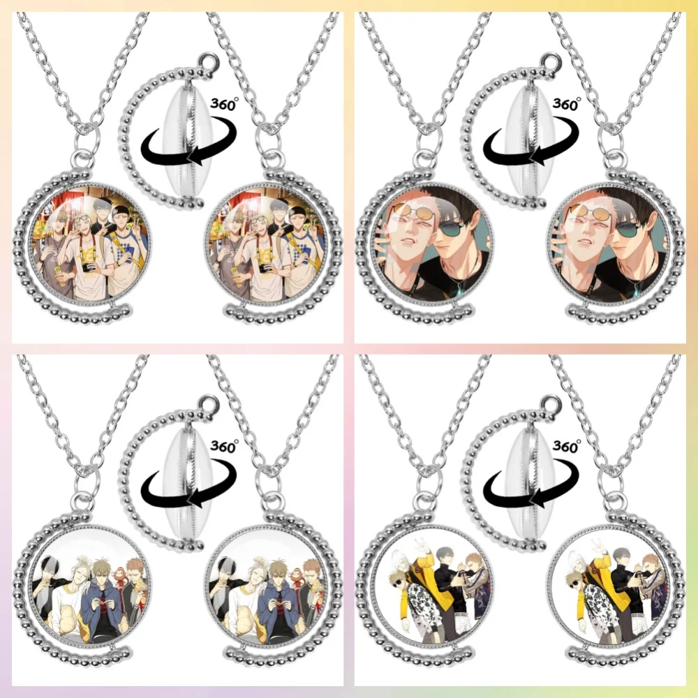 Anime 19 Days 25mm Dual-Sided Rotatable Round Necklace Old Xian Hetian Jian Yi Handmade Glass Pendant Earring Jewelry