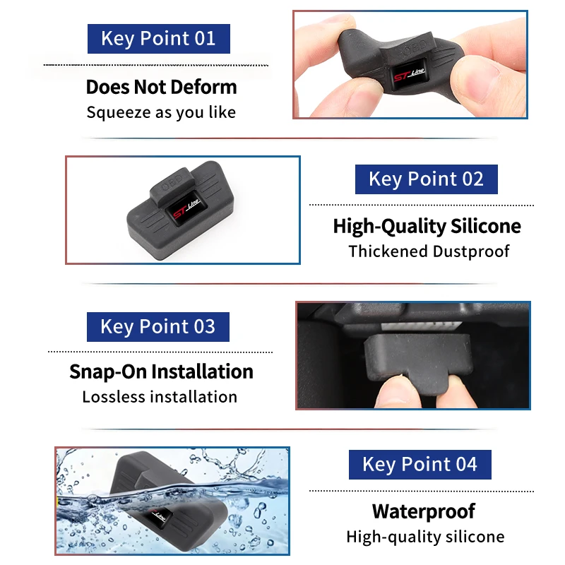 Car OBD Port All-in-One Dust Cover Silicone Clogging Cap Auto Accessories For Ford Mustang Edge Mondeo ST Fusion Explorer Focus view 5