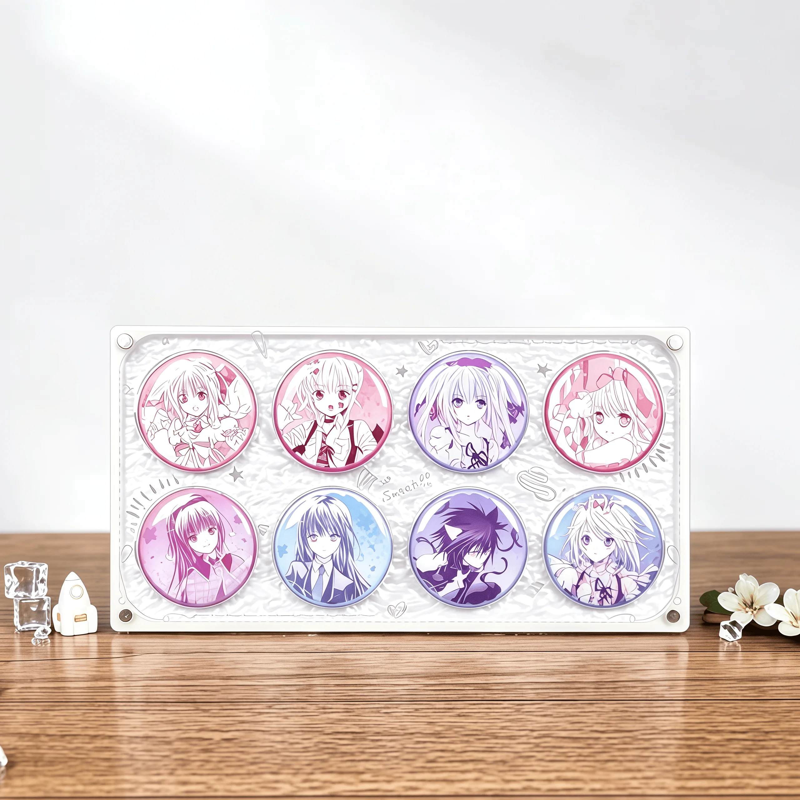 Graffiti Pattern Special‑Plate White Acrylic Pin  Badge Display Frame Anime Badge Brick Storage Photo Frame 58mm Pins Collection