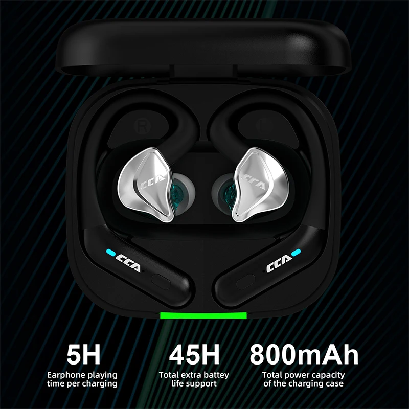 Imagem -02 - Cca-btx Compatível com Bluetooth 5.2 Verdadeiros Fones de Ouvido sem Fio Esportes Earbuds Gancho de Ouvido Modos Hifi Game Headphones