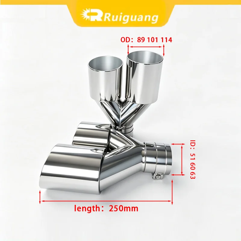 1 Piece Univeral Exhaust Systerm Dual Tips Y Type Stainless Steel Tail Pipes Cars Accessories For Auto Modify Nozzle For Muffler