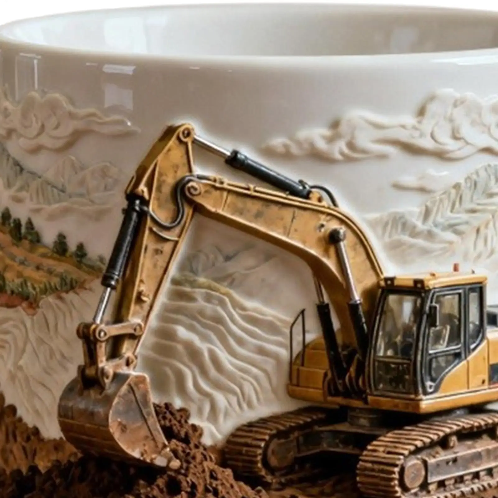 Ceramic Tea Mug 11oz Excavator Drinking Mug With Handle Office Milk Cup For Office Travel Living Room Home Cafe Bedroom School