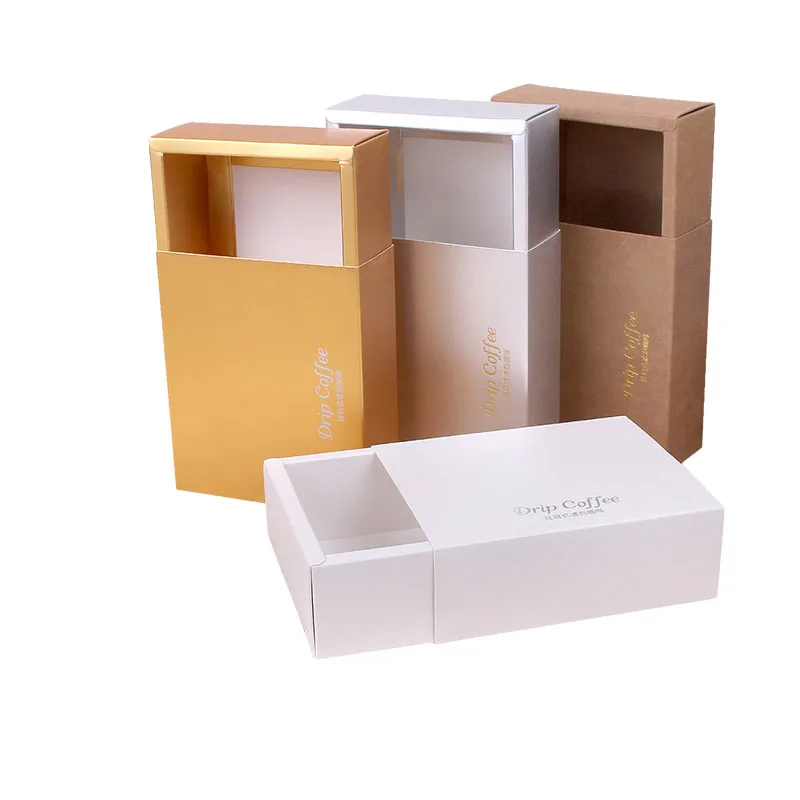 Zhanfei Packaging 5 Package Into The Hanging Ear Coffee Packaging Box 10Pcs Drawer Box World Cover Hanging Ear Coffee Gift Box