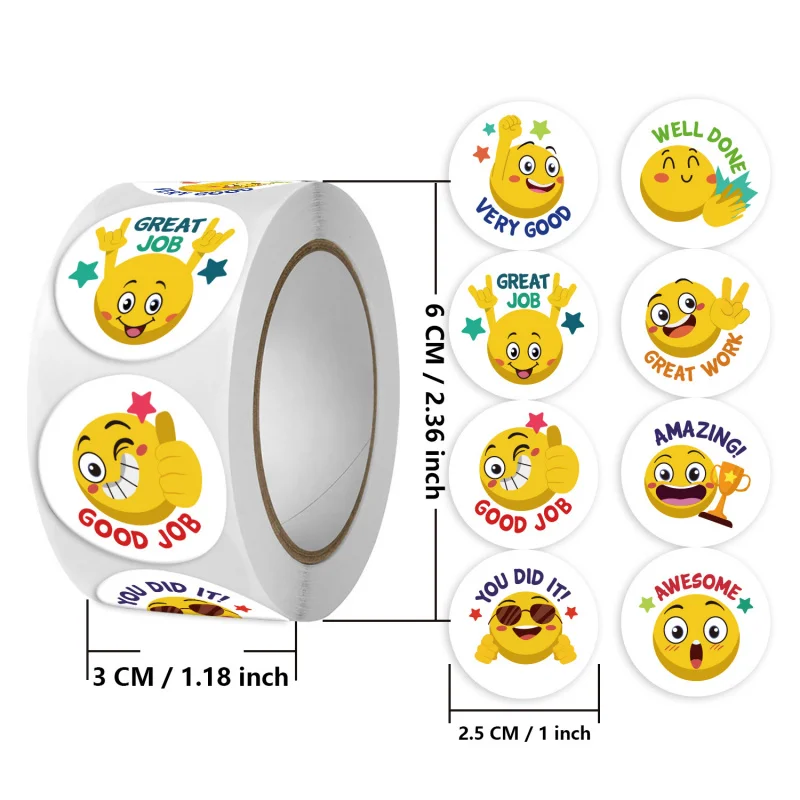 

Round Adhesive Seal Stickers, 500Pcs/Roll Gift Wrapping Labels, Self-Adhesive Tape for Envelopes, Boxes, Packaging