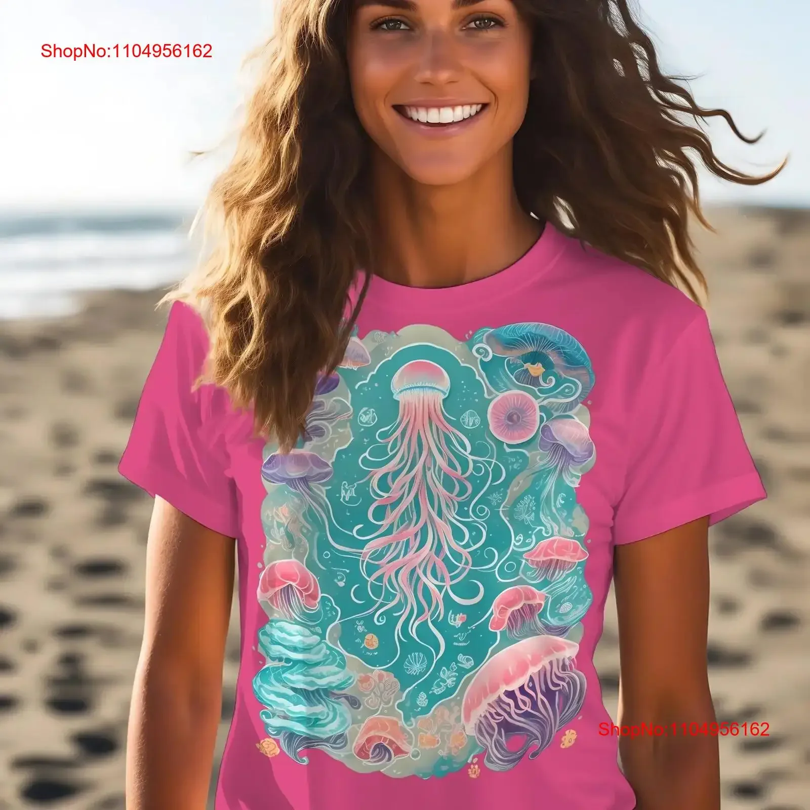 Camiseta Quallen Qualle Vintage Natur Sommer Meer Naturliebe Pastell Retro Ver Tropen Boho Tierschutz Meeresschutz 382APT2