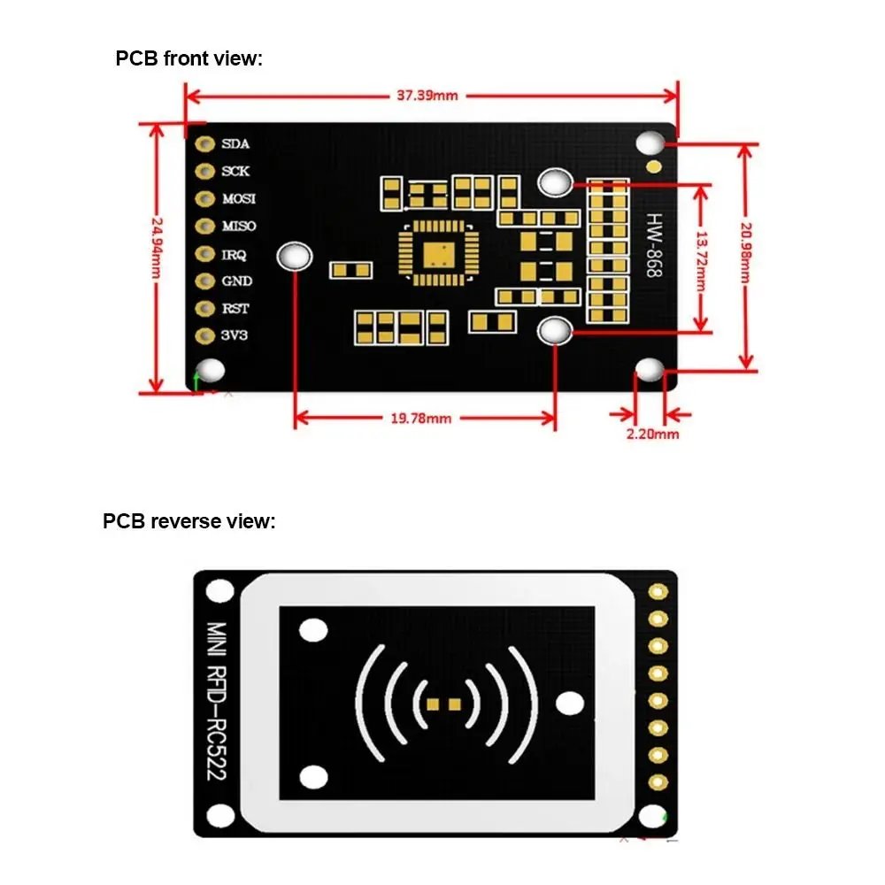Professional 13.56MHz Frequency RFID Module SPI Interface Compact IC Reader Writer 3.3V RC522 MINI Module IoT Devices