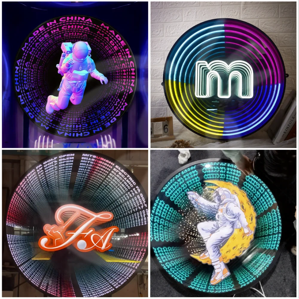 Custom 3D LED กระจกอินฟินิตี้ป้ายช่องตัวอักษรส่วนบุคคลกระจกผนังธุรกิจในร่มกระจกอินฟินิตี้ LED ป้าย