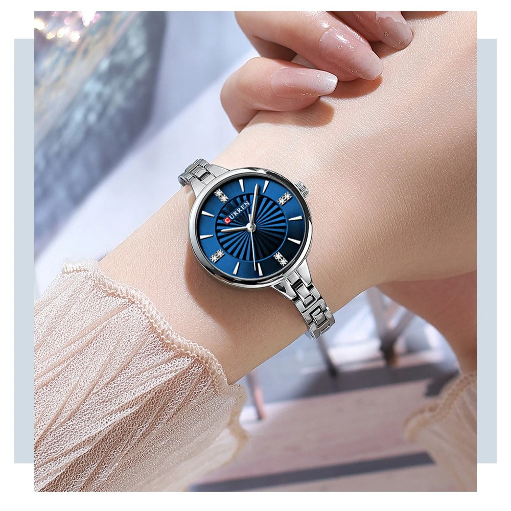 Curren 9097 Luxury Steel Belt Women's Watch Fashion Inlaid Diamond Waterproof Watches for Women Relogio Feminino Montres Femmes